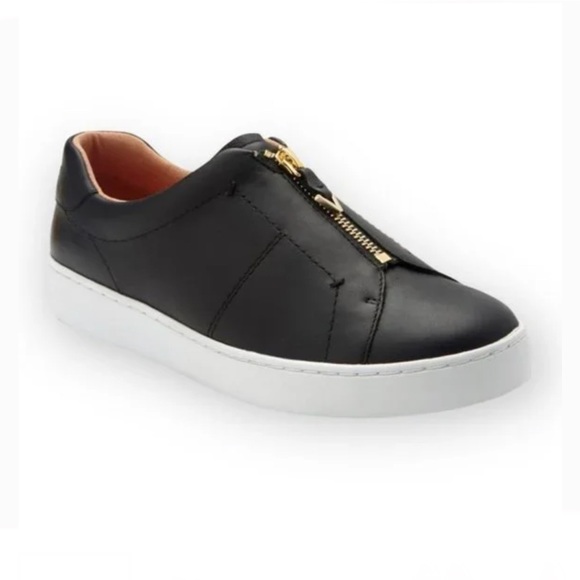 Vionic Ellis Black Leather Zip Up Sneaker - Picture 1 of 8